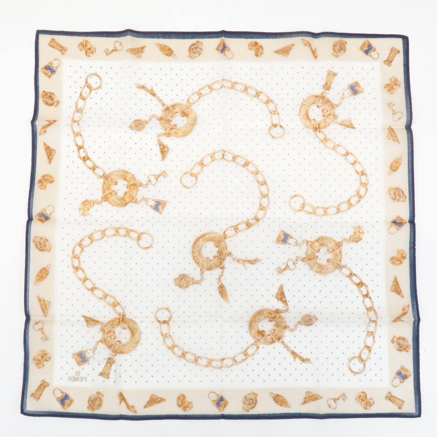 FENDI Set of 5 Cotton 100% Handkerchief Pink Navy Red White