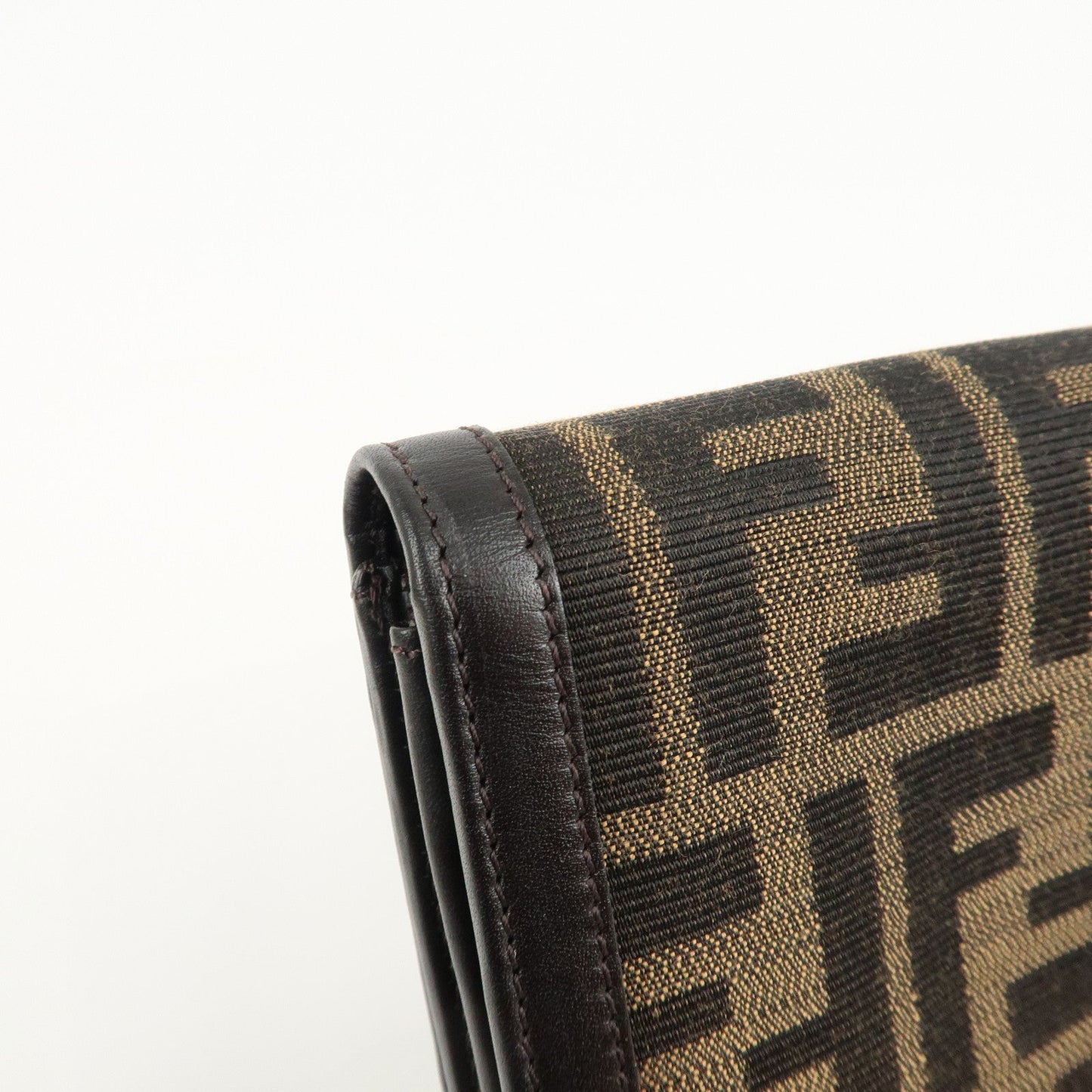 FENDI Zucca Canvas Leather Long Wallet Brown 8M0000
