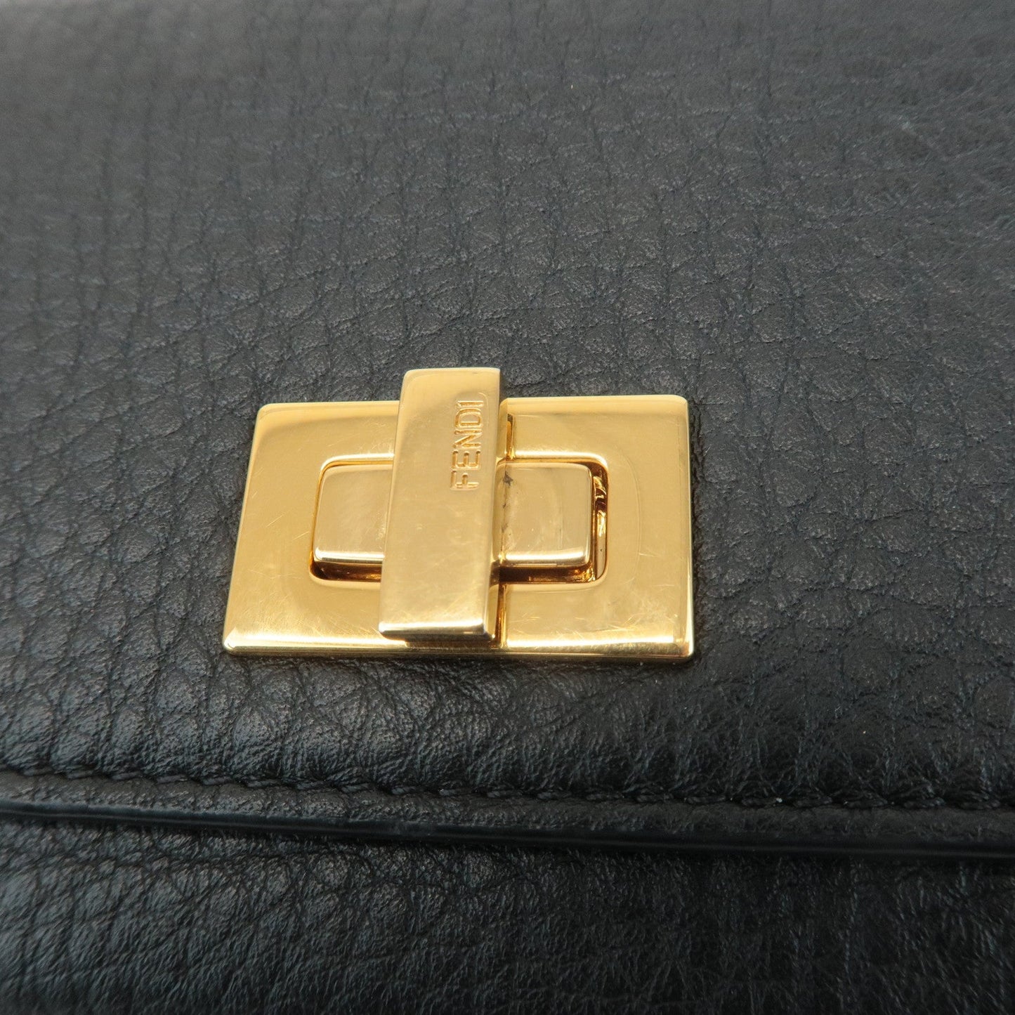 FENDI Leather Peekaboo Bi-fold Long Wallet Black 8M0427