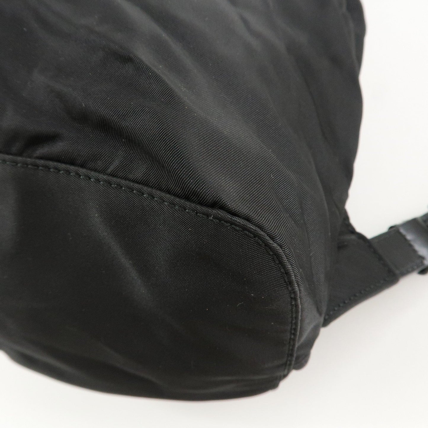 PRADA Triangle Logo Nylon Leather Back Pack Black B5885