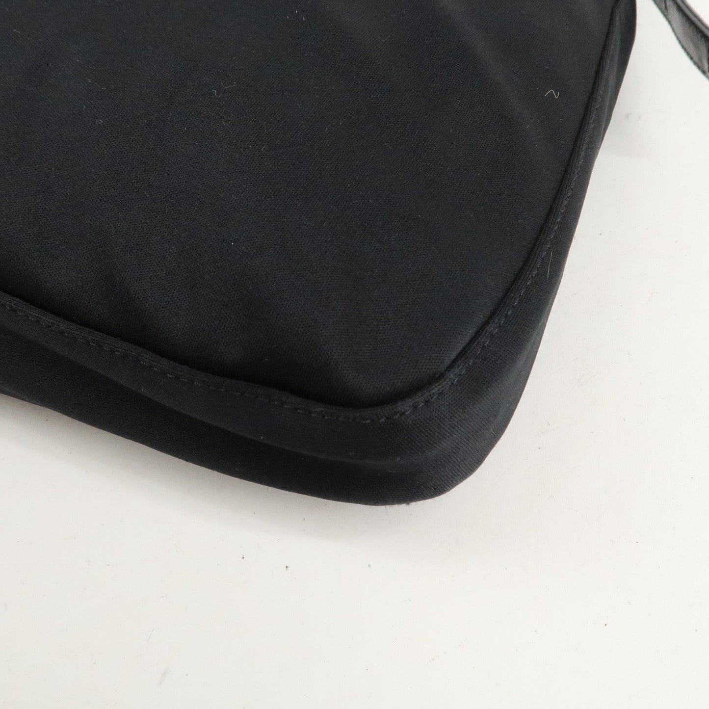 FENDI Polyester Leather Shoulder Bag Black 26727