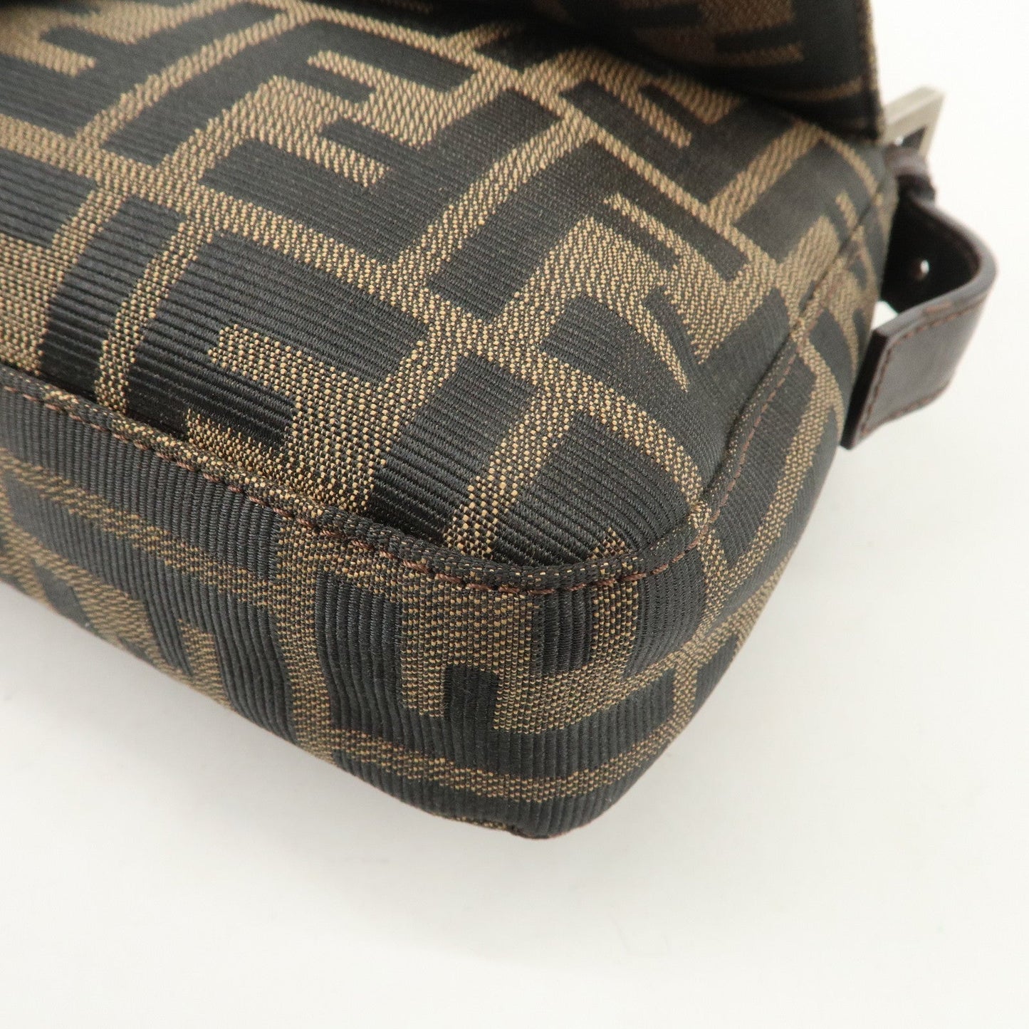 FENDI Zucca Mamma Baguette Canvas Shoulder Bag Brown Black 26424
