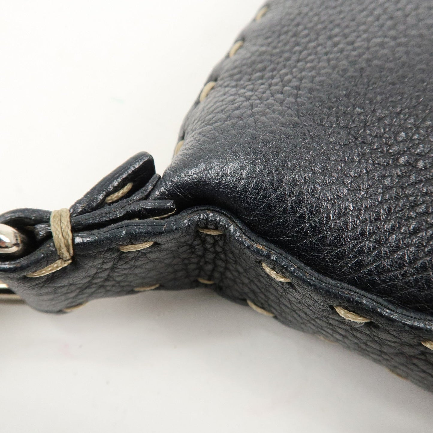 FENDI Selleria Leather Shoulder Bag Crossbody Bag Black 8BT092