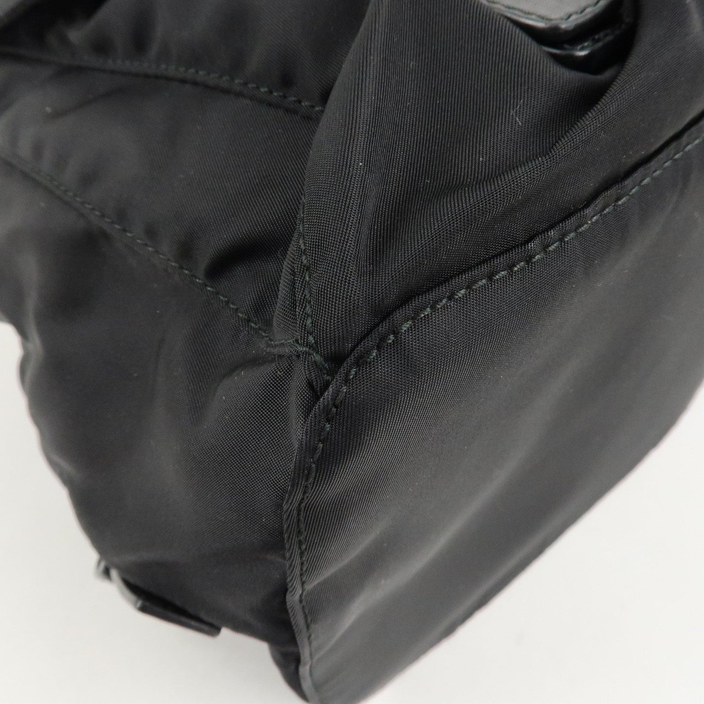 PRADA Logo Nylon Leather Back Pack Ruck Sack NERO Black BZ2811