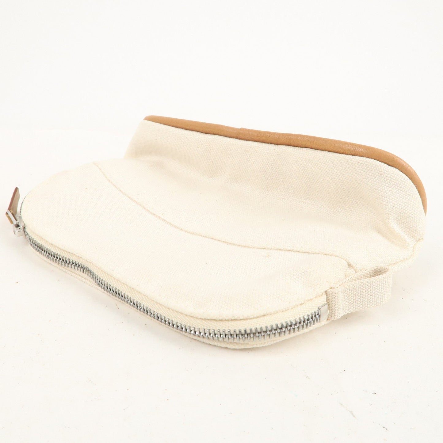 Luxury Hermes Set of 2 Bolide Pouch MM & Mini Canvas Leather Ivory Red
