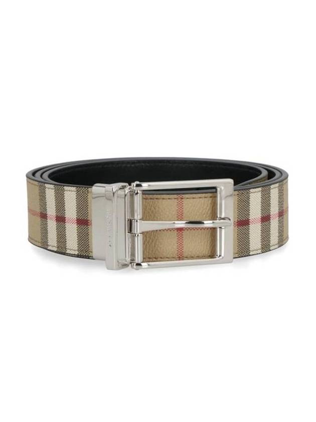 Luxury Burberry Vintage Check Pattern Leather Belt Beige