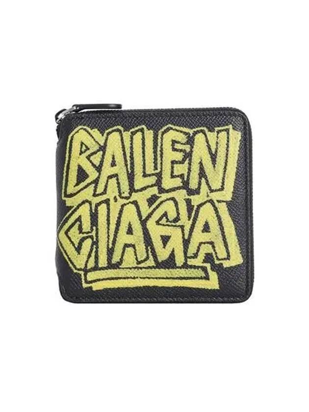 Luxury Balenciaga Trending 2026 Paris Gravity Logo Leather Zipper Half Wallet Black