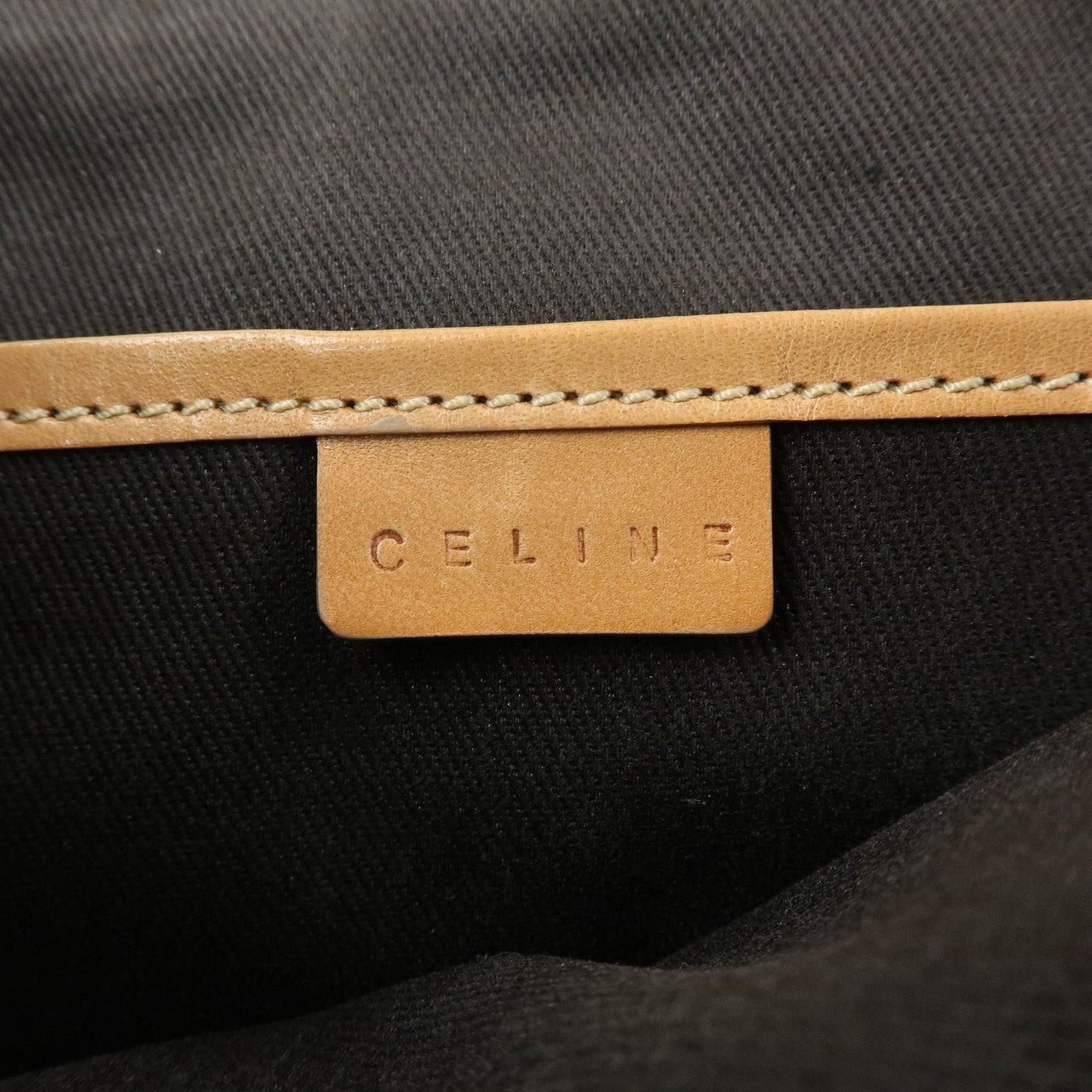 CELINE Macadam PVC Coated Canvas Leather Hand Bag Brown Beige