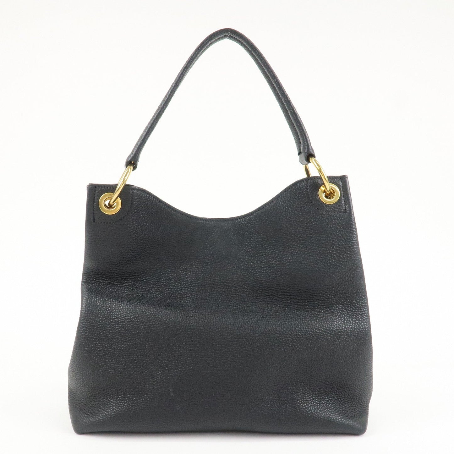 PRADA VITTELLO PHOENIX Triangle Logo Leather Shoulder Bag Black 1BC051