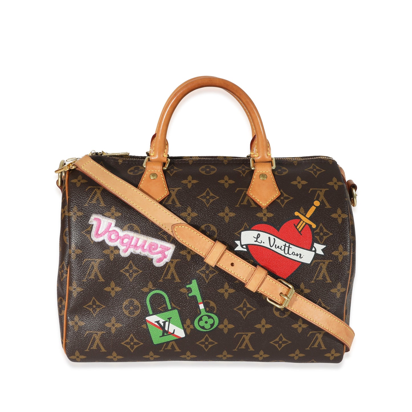 Louis Vuitton  Monogram Canvas Patches Speedy Bandouliere 30
