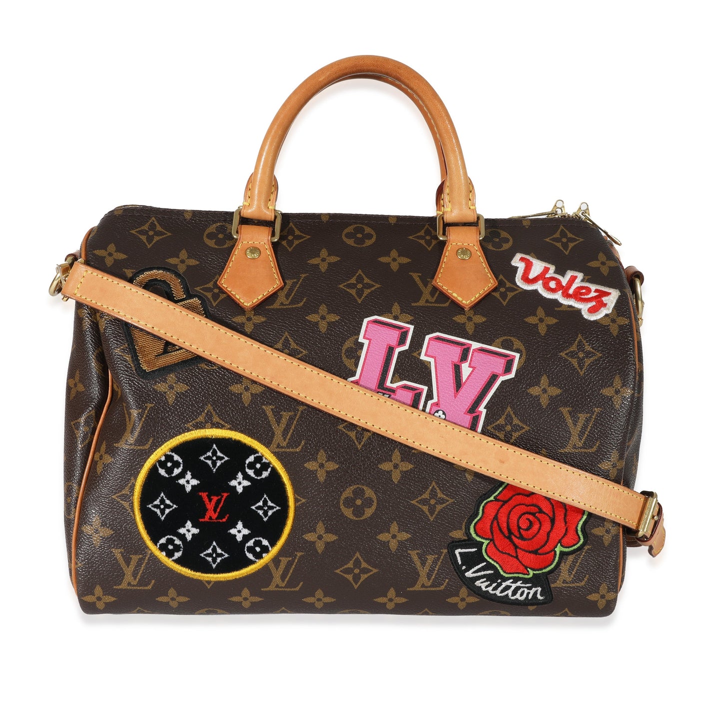 Louis Vuitton  Monogram Canvas Patches Speedy Bandouliere 30