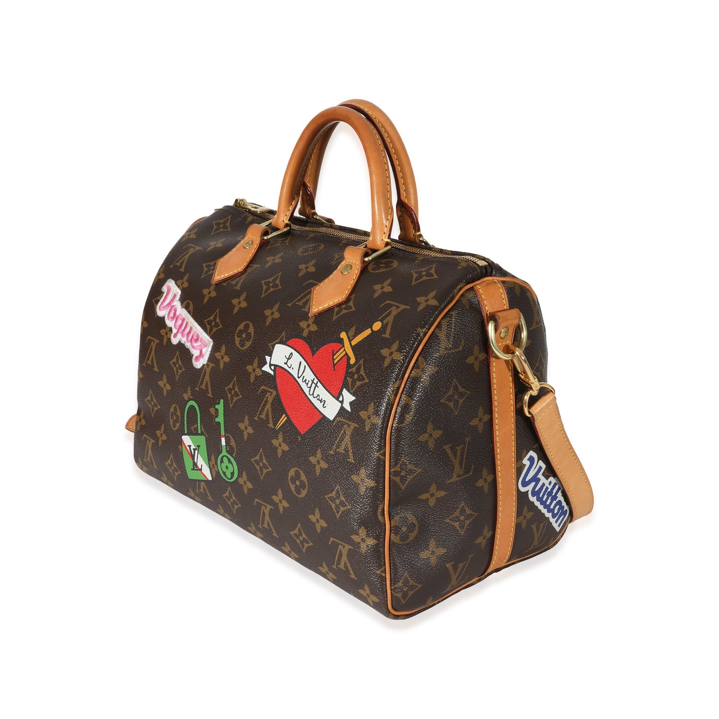 Louis Vuitton  Monogram Canvas Patches Speedy Bandouliere 30