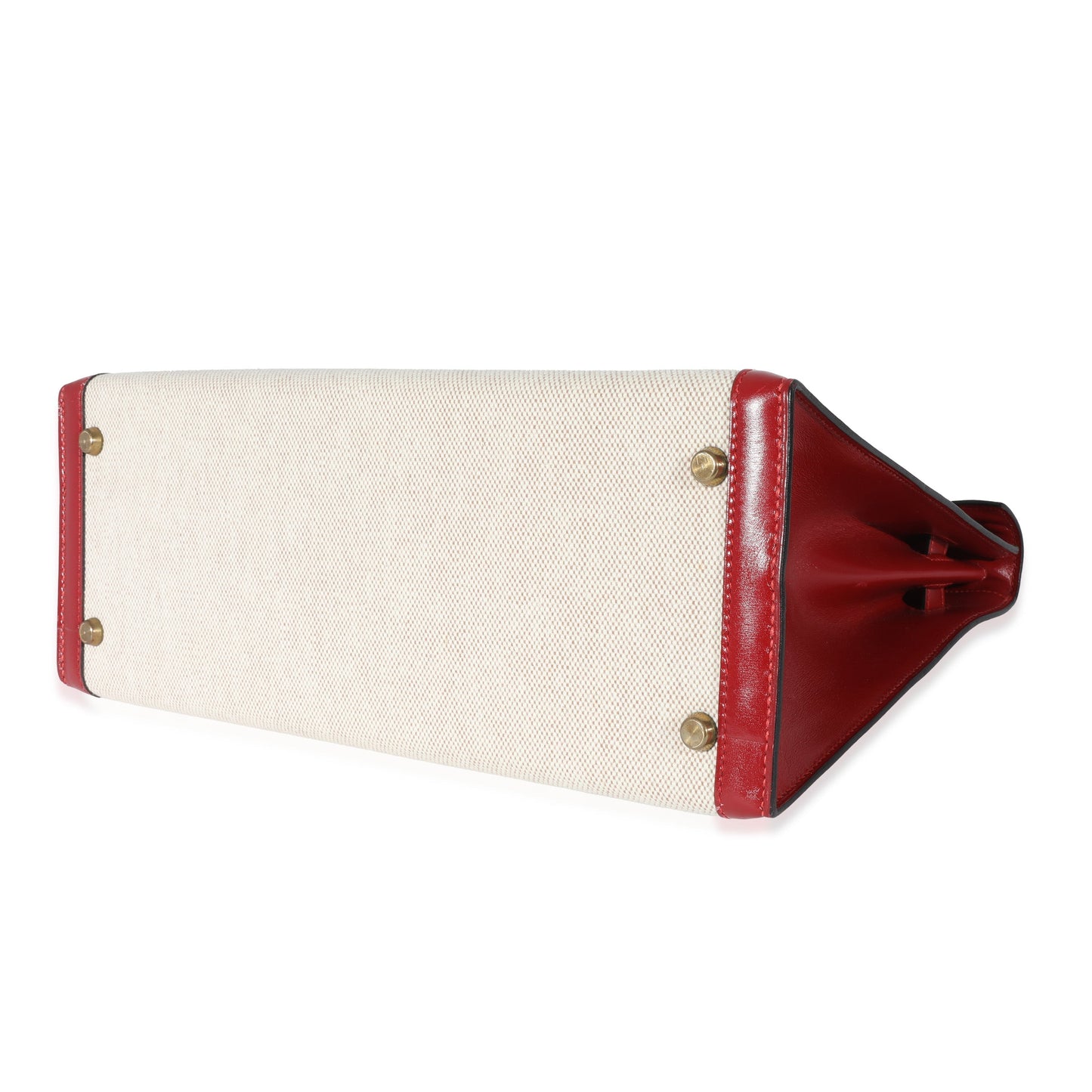 Hermes Kelly 32  Rouge Box Natural Toile Sellier