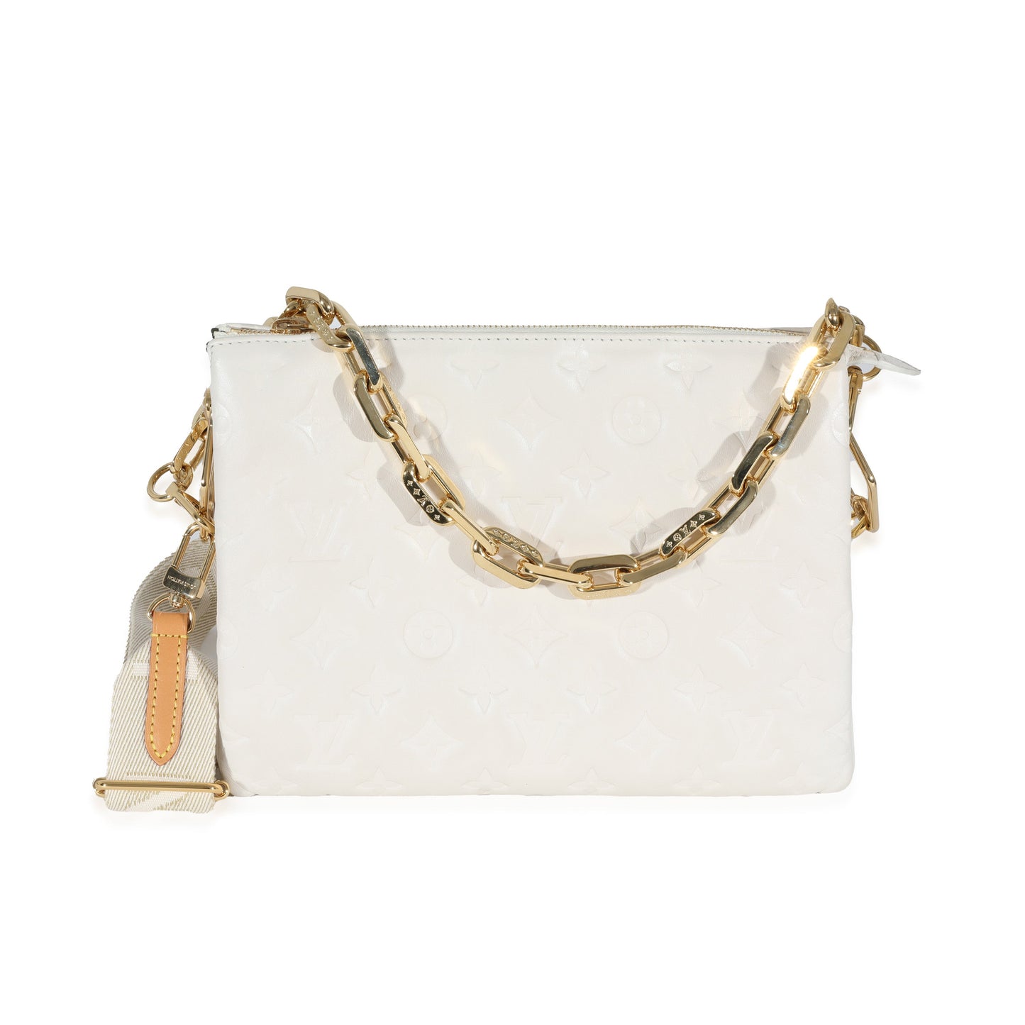 Louis Vuitton  Cream Puffy Lambskin Monogram Coussin PM