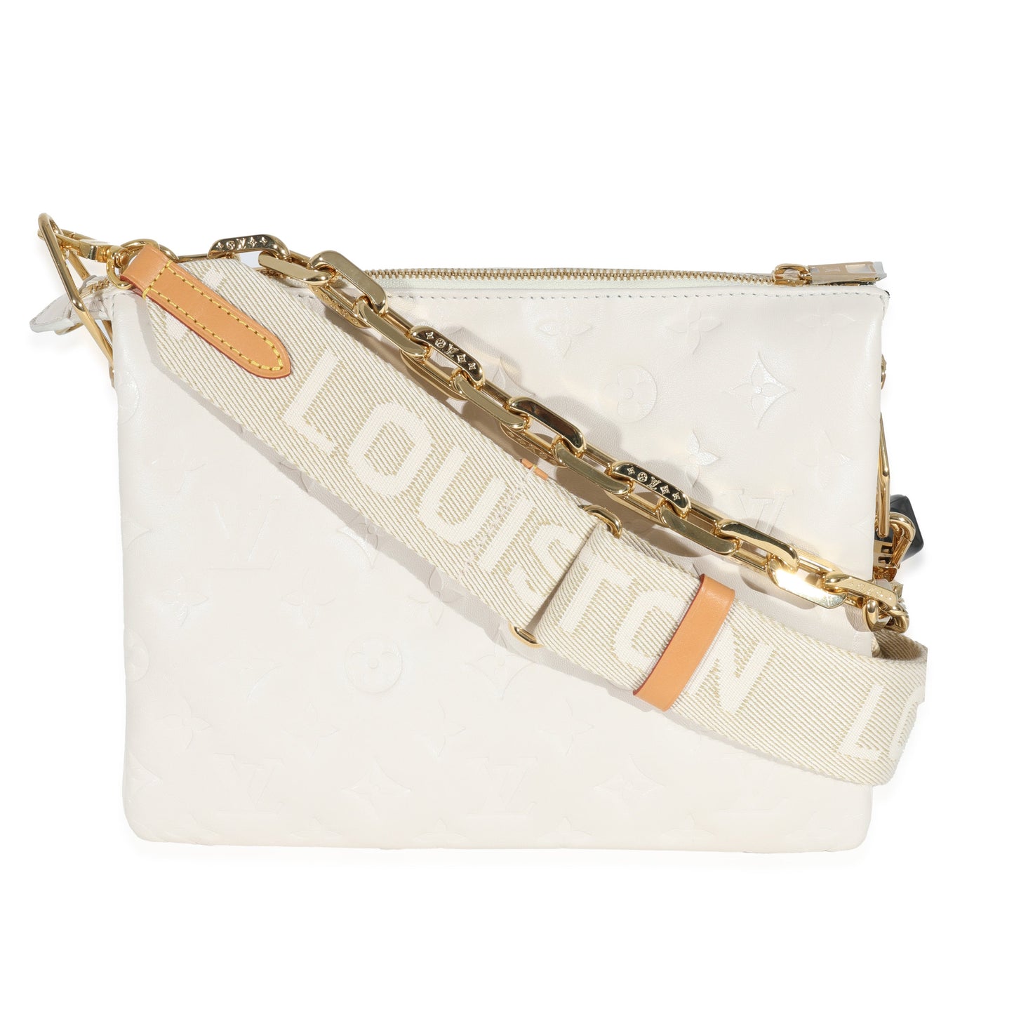 Louis Vuitton  Cream Puffy Lambskin Monogram Coussin PM