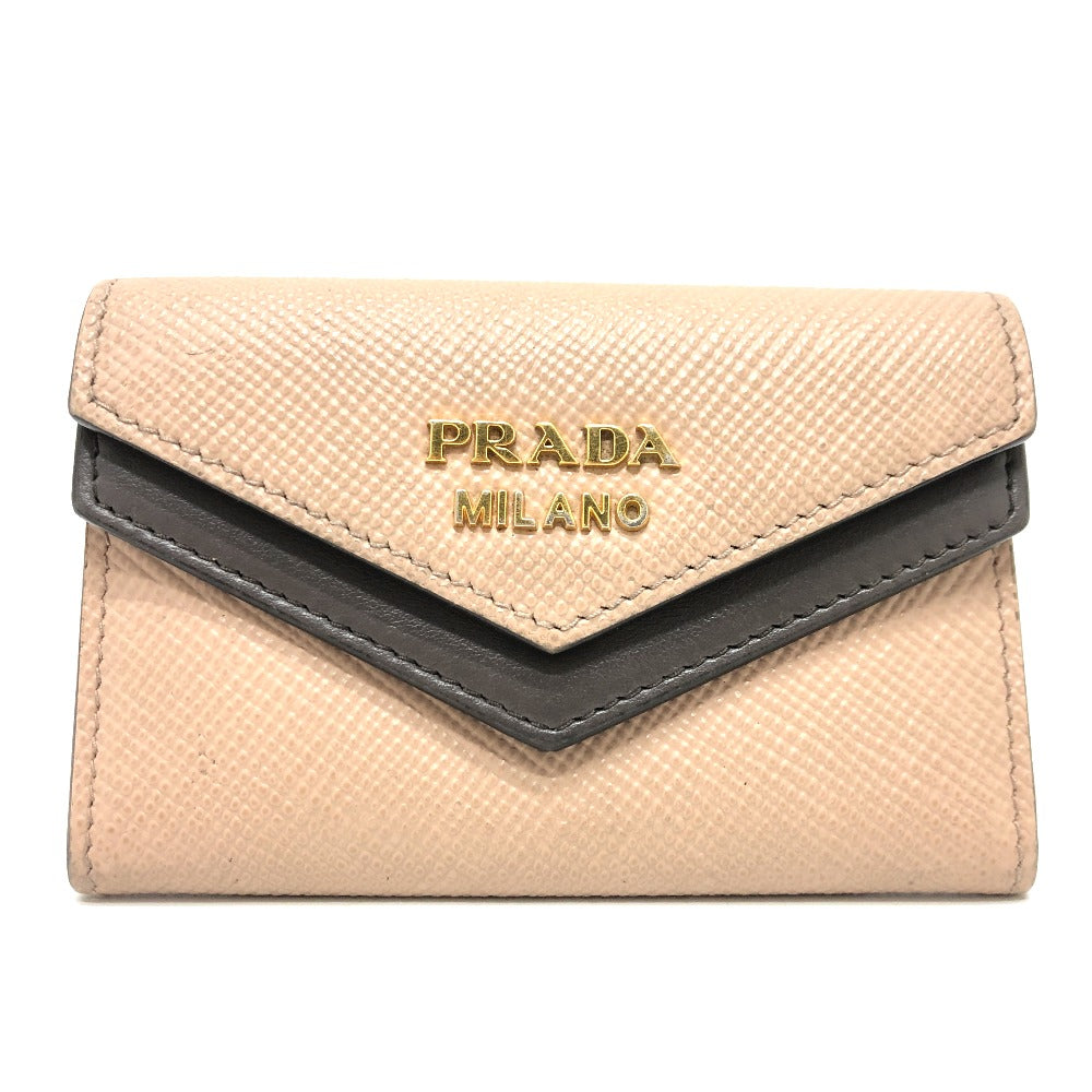 PRADA Card Case 1MC065 leather beige logo Women
