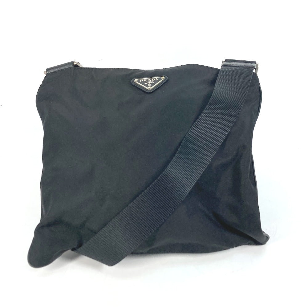 PRADA Shoulder Bag Nylon black Crossbody pochette bag Triangle logo plate Women
