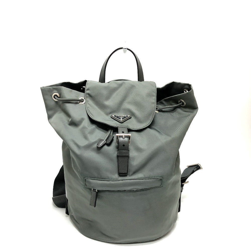 PRADA Backpack BZ0032 leather gray Triangle logo Women