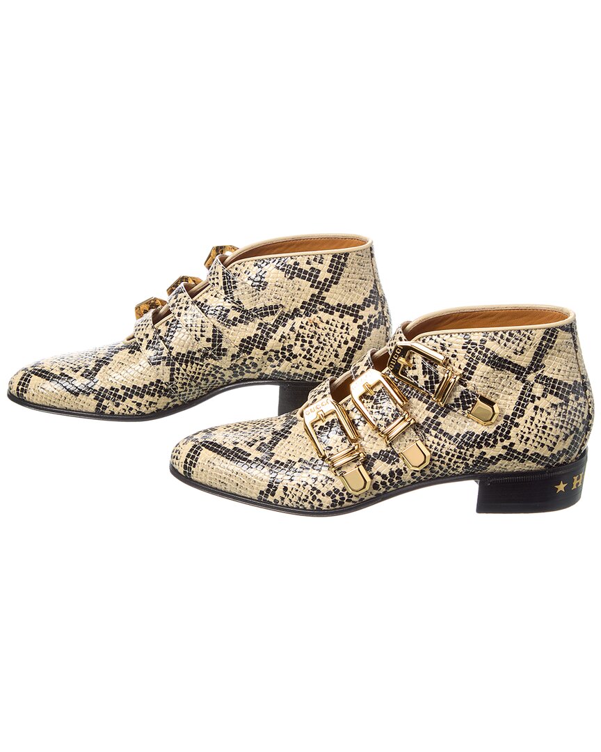 Gucci Python-Embossed Leather Bootie (  )