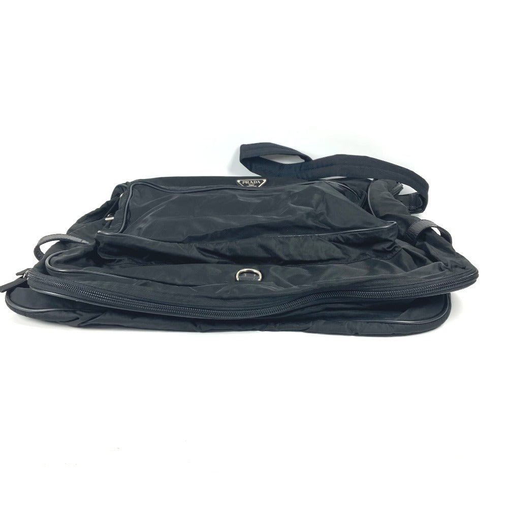 PRADA Boston Duffel bag Nylon black Triangle logo plate unisex(Unisex)