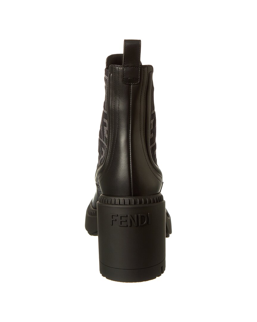 Fendi Ff Logo Domino Leather Boot, 38, Black