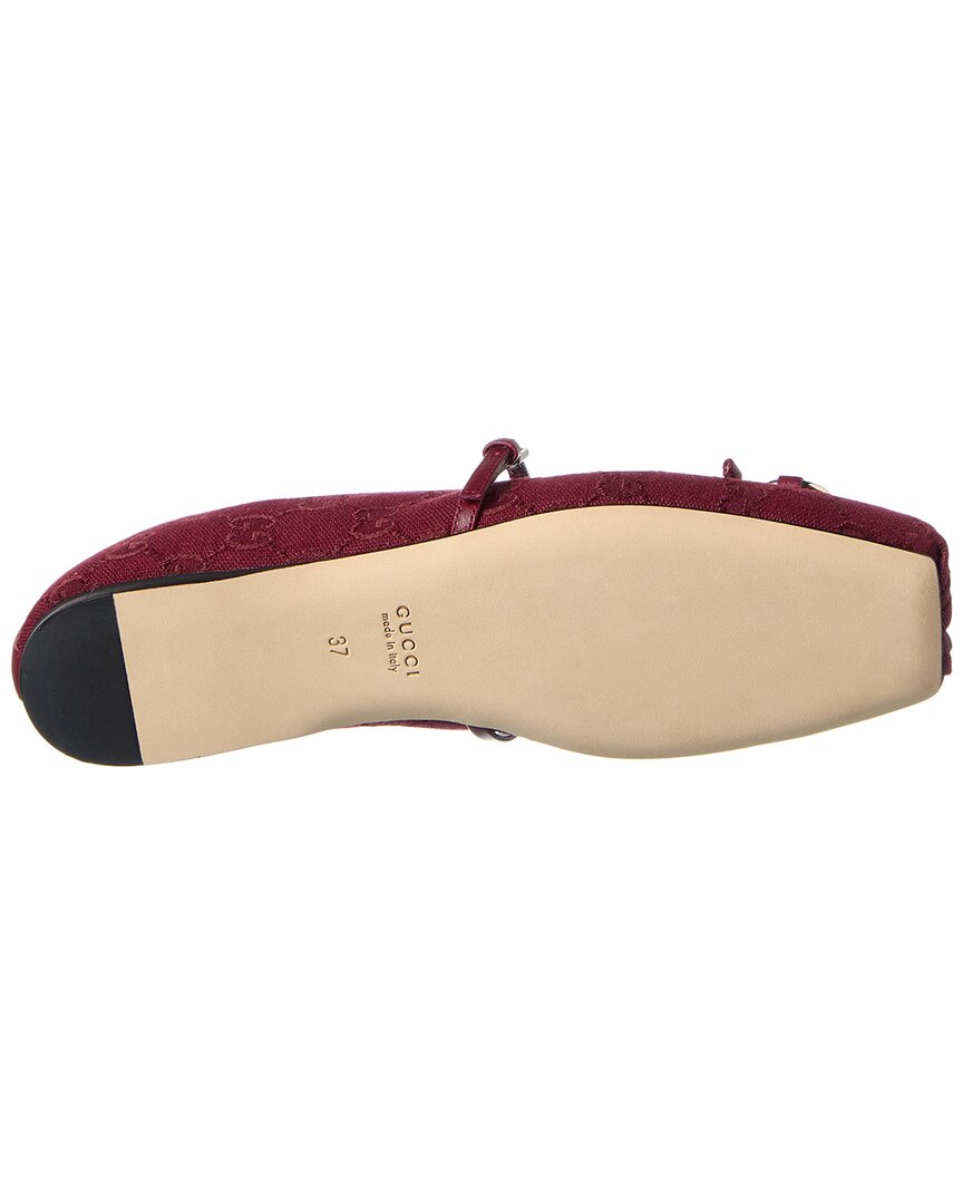 Gucci Horsebit Gg Canvas & Leather Flat