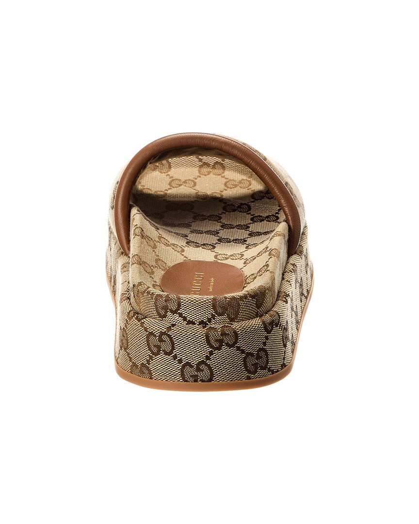 Gucci Gg Canvas & Leather Platform Slide, 36