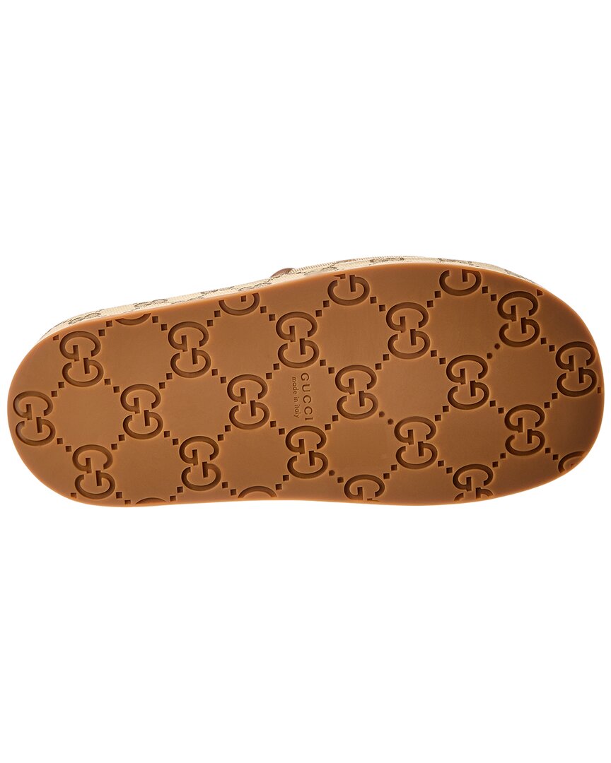 Gucci Gg Canvas & Leather Platform Slide, 36