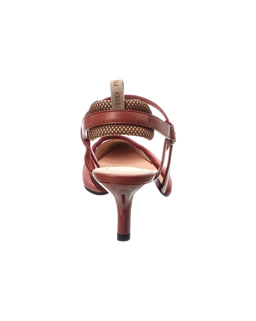 Fendi Colibri Lite Ff Mesh & Leather Slingback Pump