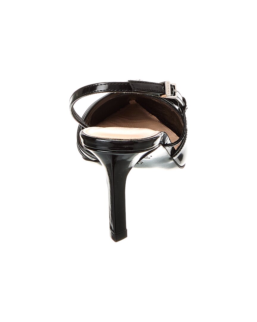 Gucci Logo Leather Slingback Pump