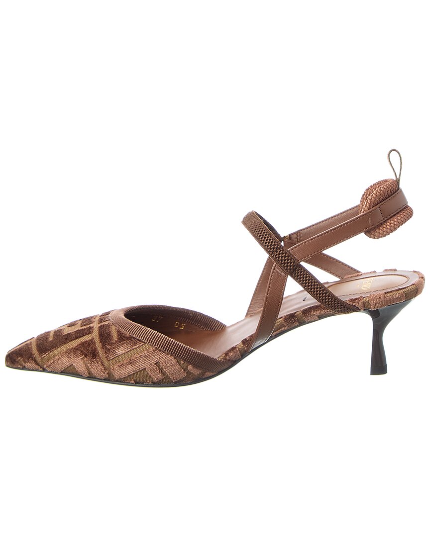 Fendi Colibri Lite Ff Jacquard Velvet Slingback Pump