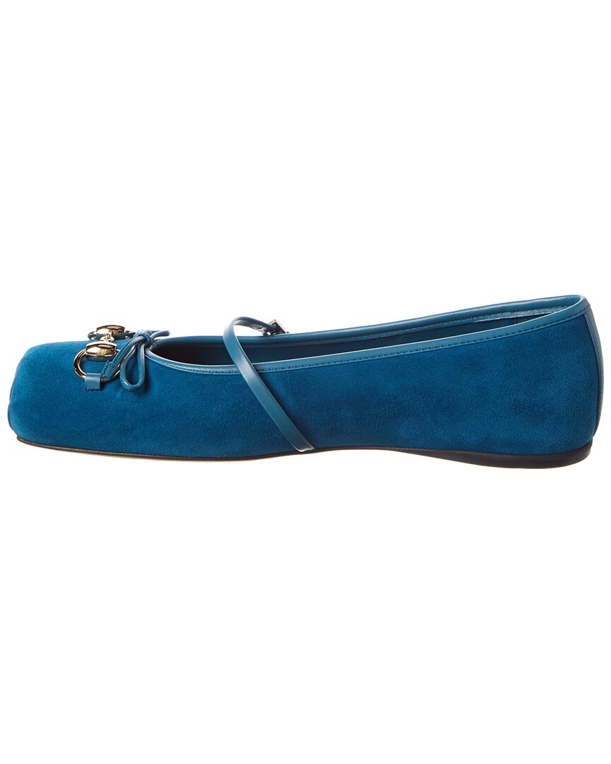 Gucci Horsebit Suede & Leather Ballet Flat