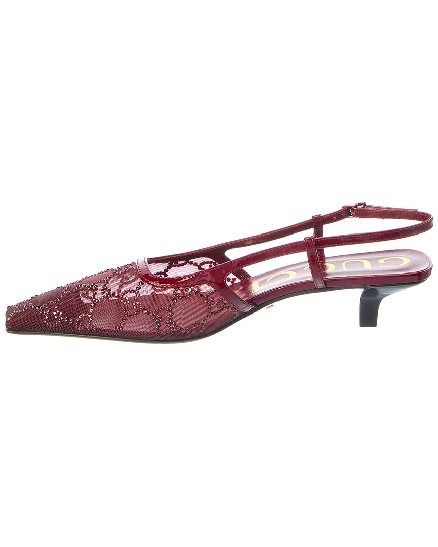 Gucci Gg Mesh & Suede Slingback Pump
