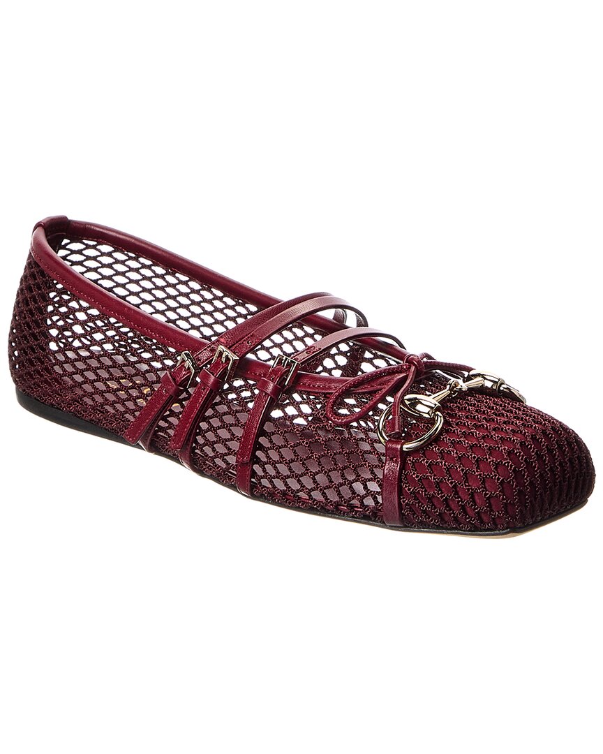 Gucci Horsebit Mesh & Leather Ballet Flat