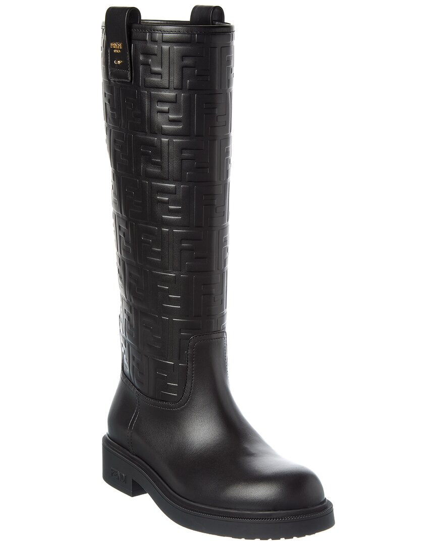 Fendi Filo Ff Leather Knee-High Boot