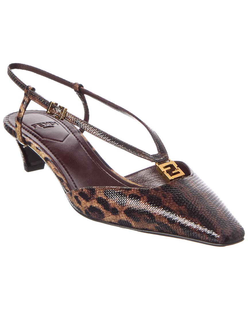 Fendi Ffold Snakeskin Slingback Pump