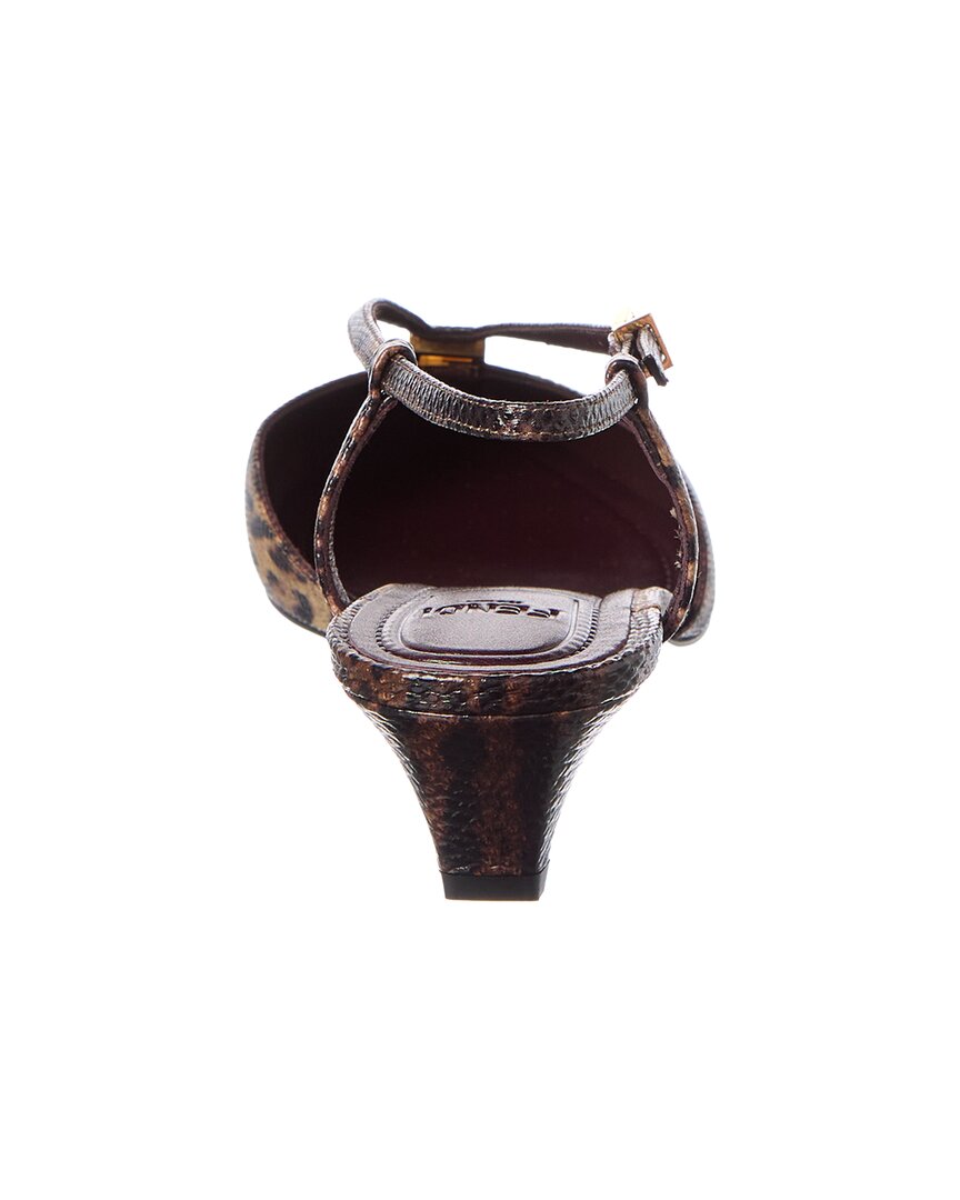 Fendi Ffold Snakeskin Slingback Pump