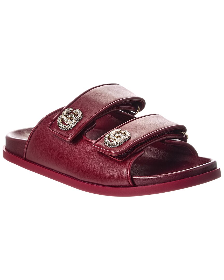 Gucci Crystal Double G Leather Sandal
