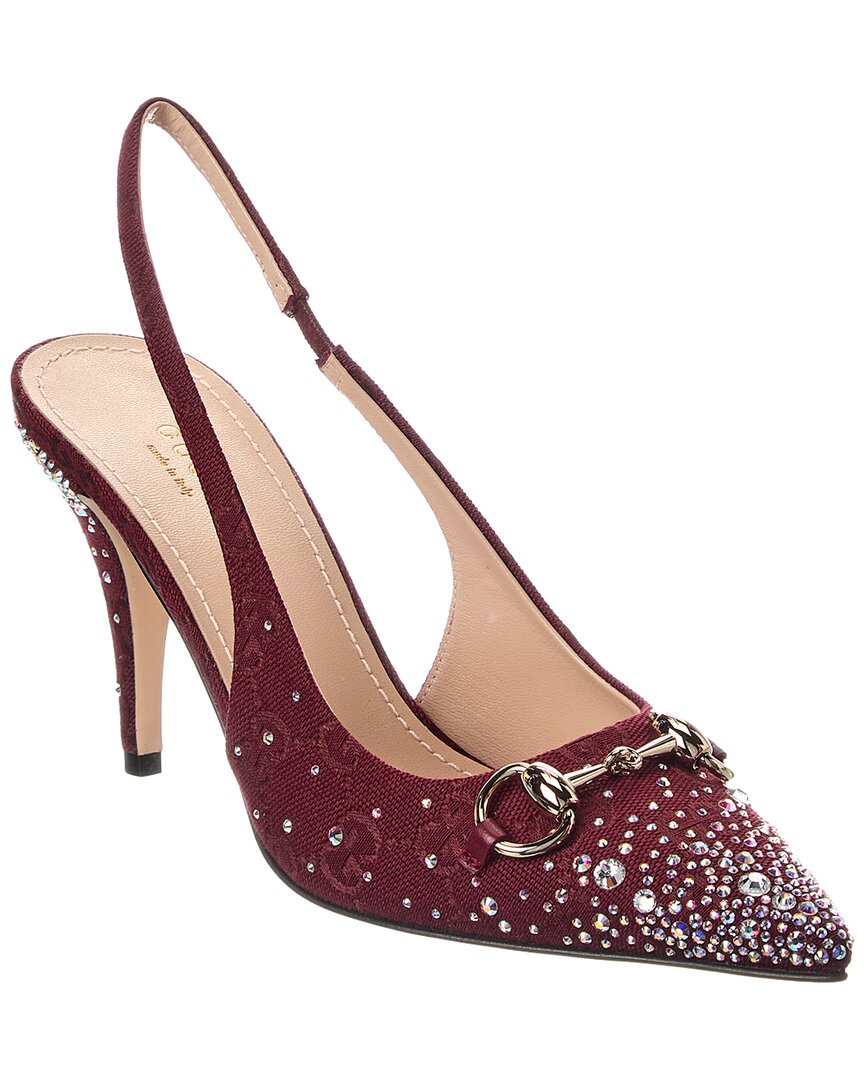 Gucci Horsebit Gg Canvas Slingback Pump