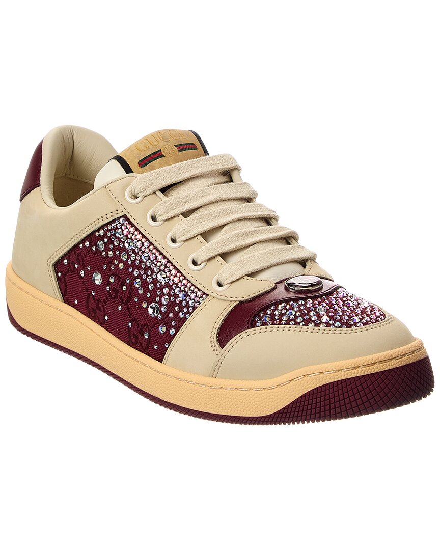 Gucci Screener Gg Crystal Canvas & Leather Sneaker