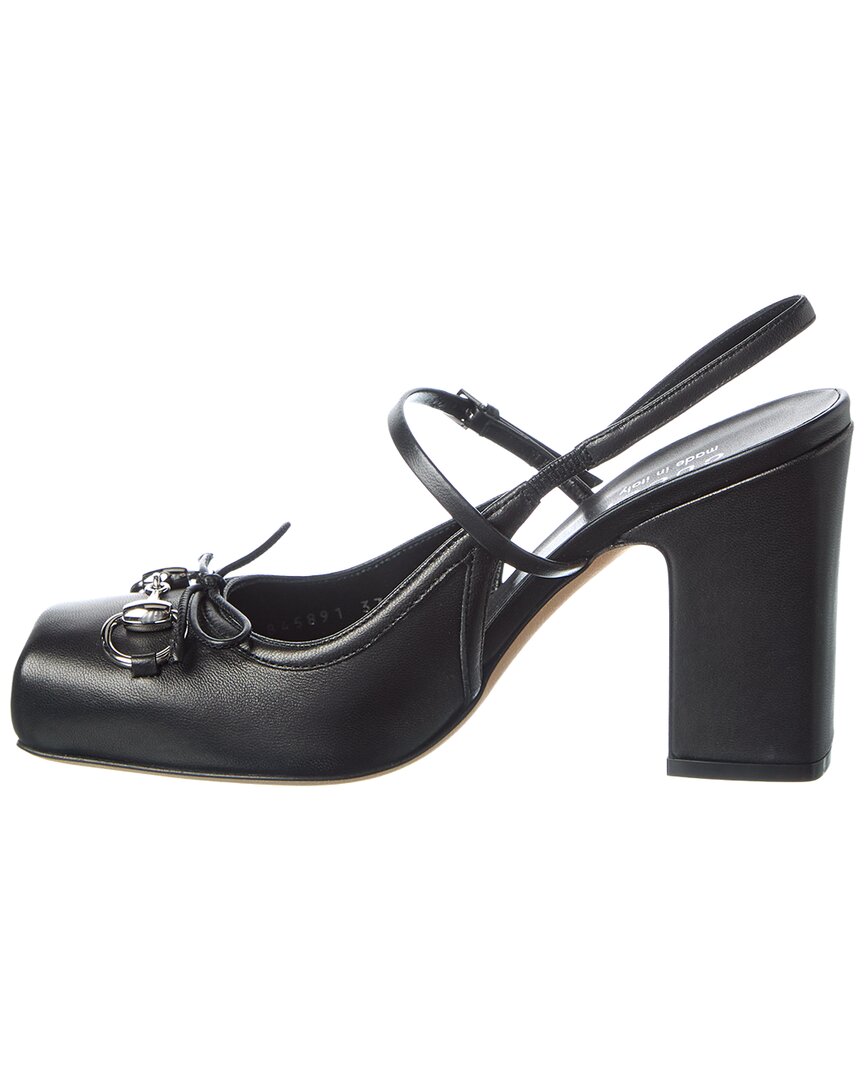 Gucci Horsebit Leather Slingback Pump