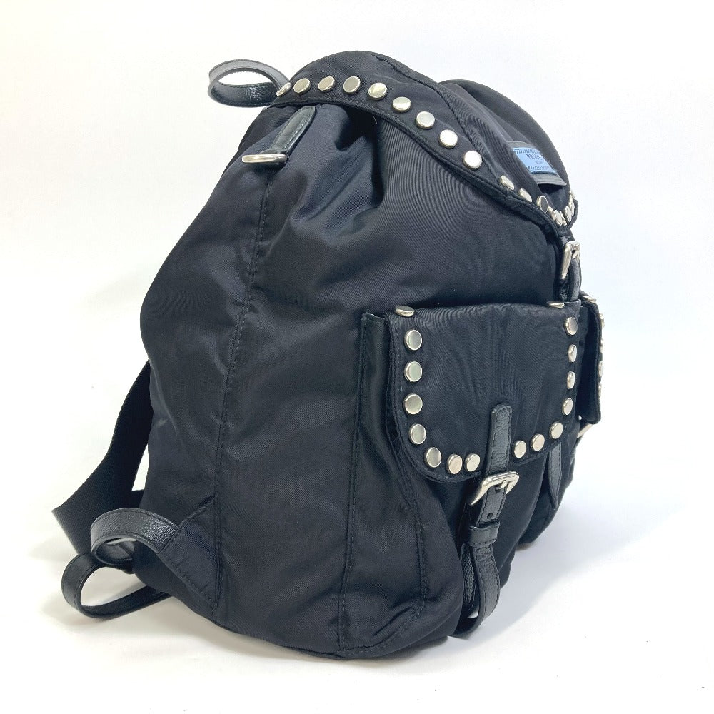 PRADA Backpack 1BZ811 Nylon black logo Studs mens