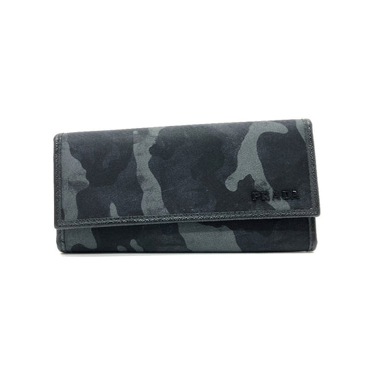 PRADA Key case Key holder  Nylon black Camouflage camouflage Women