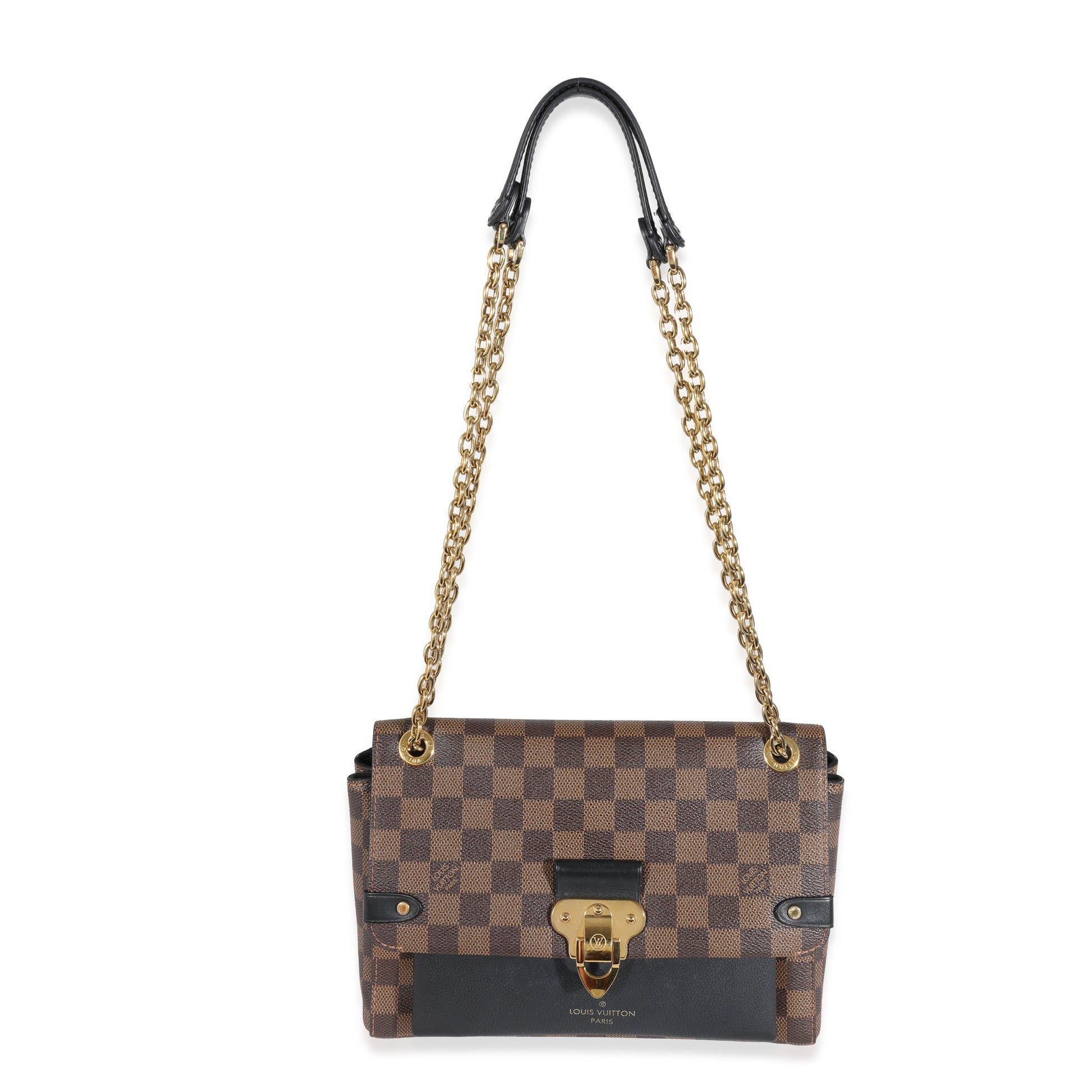 Louis Vuitton Black Calfskin Damier Ebene Canvas Vavin PM