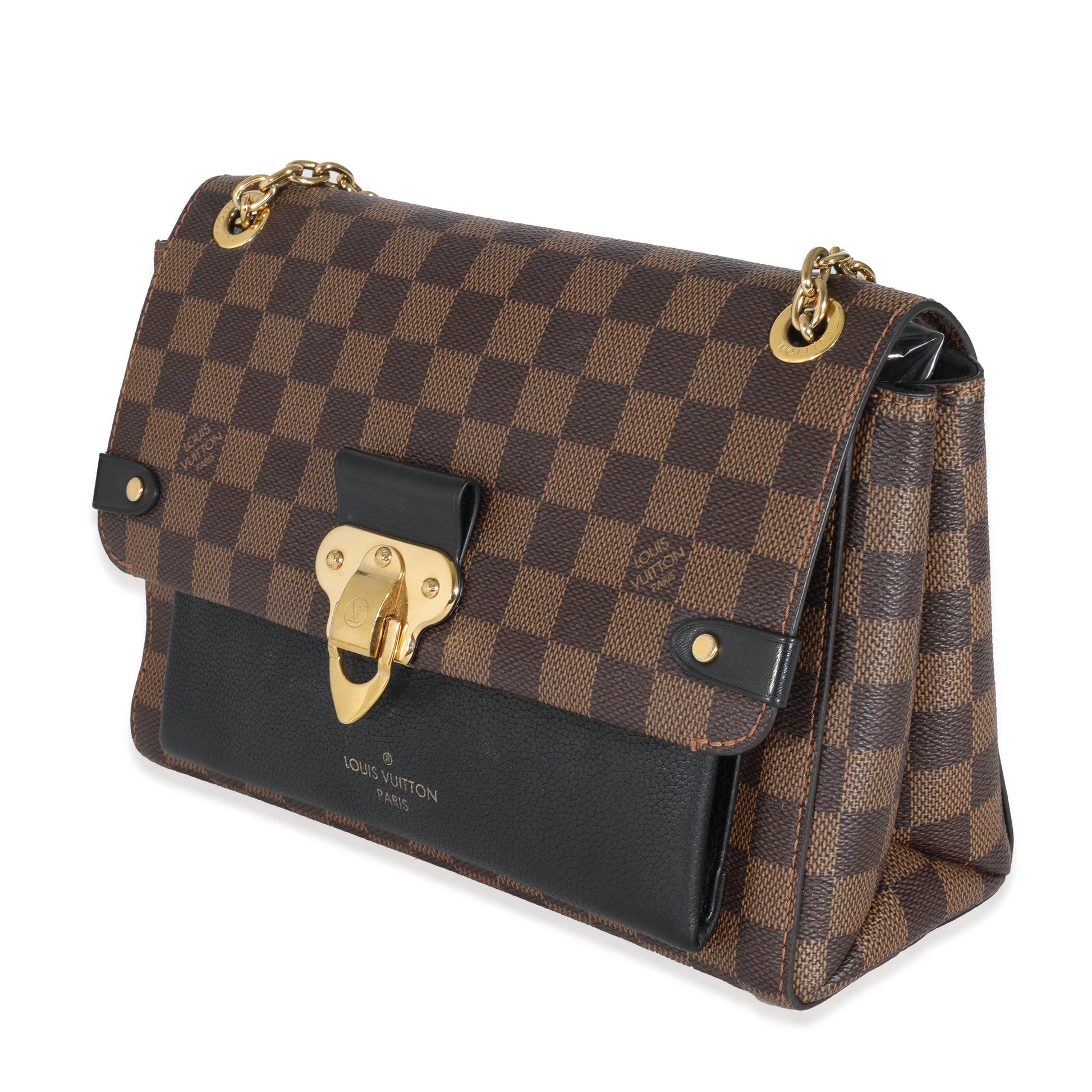 Louis Vuitton Black Calfskin Damier Ebene Canvas Vavin PM