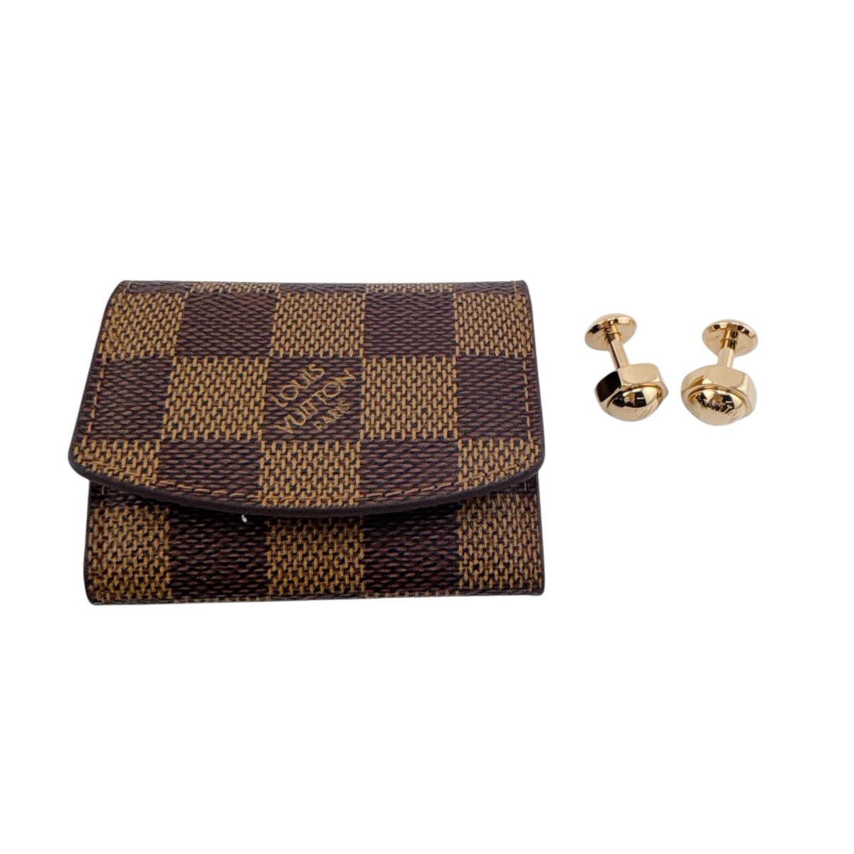 LOUIS VUITTON Other accessories M61030 Damier canvas Brown Cufflink case Neo Crew Cufflinks unisex(Unisex)