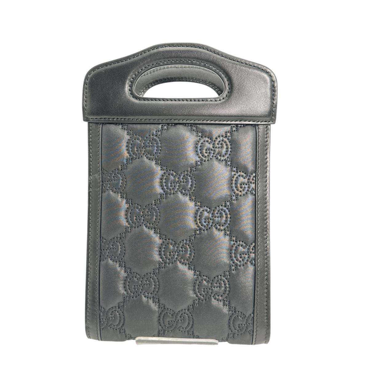 GUCCI Shoulder Bag 723776�@ Nylon, Leather black Shoulder Bag 2WAY bag GG Mini Matelasse Women