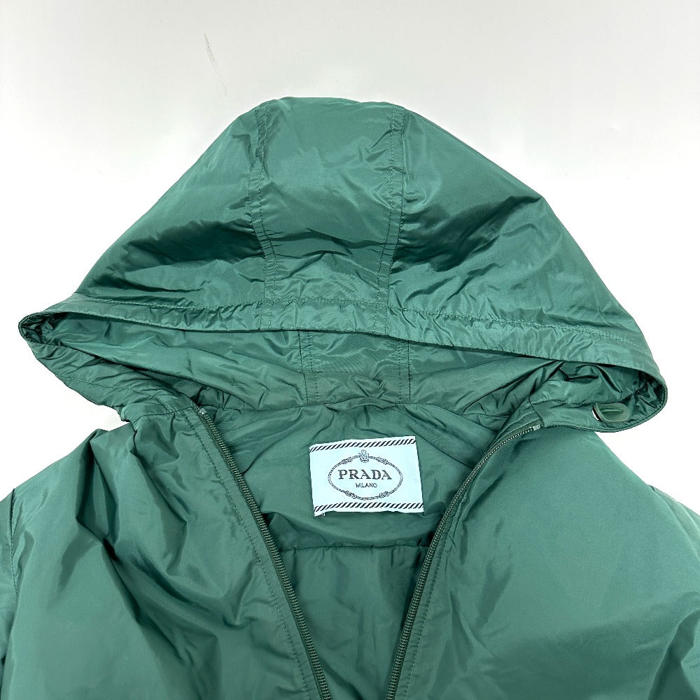PRADA Jacket Nylon green Hoodie Long Sleeve Triangle plate with triangle logo Women 36