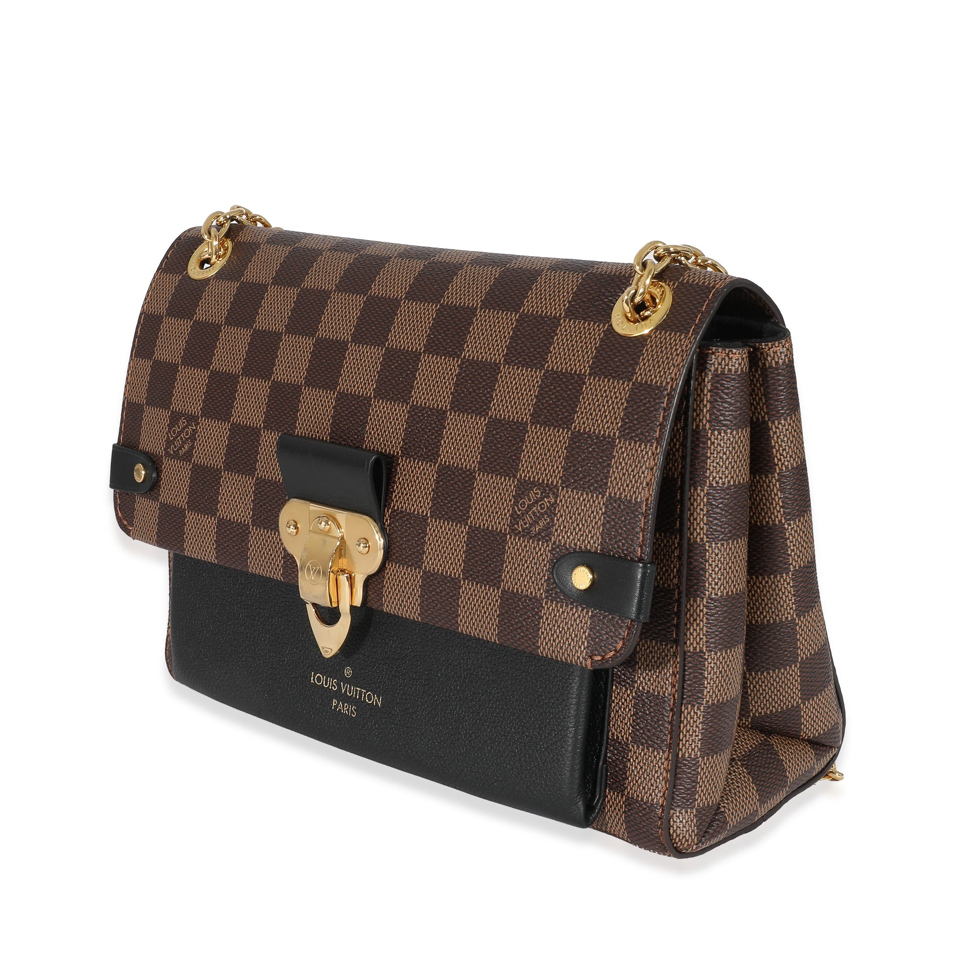 Louis Vuitton Black Taurillon Damier Ebene Canvas Vavin PM