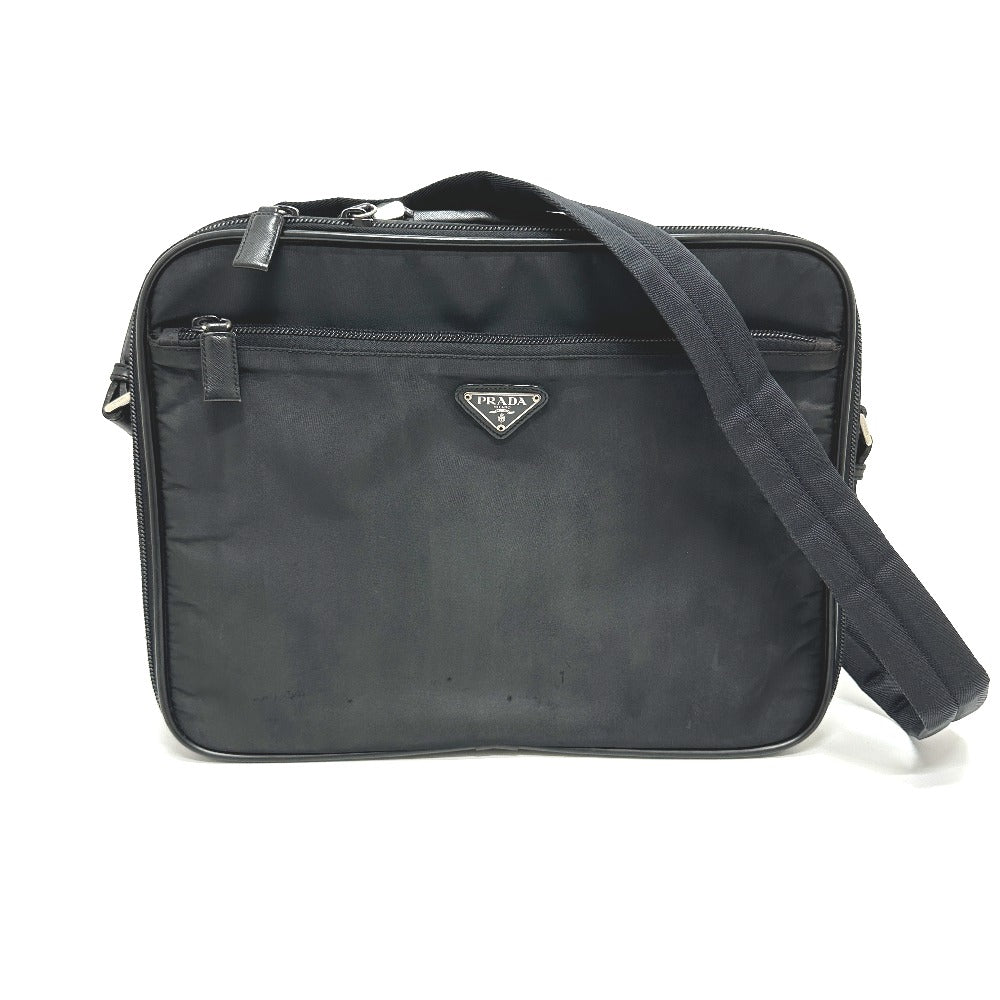PRADA Business bag V147S Nylon black triangle plate unisex(Unisex)
